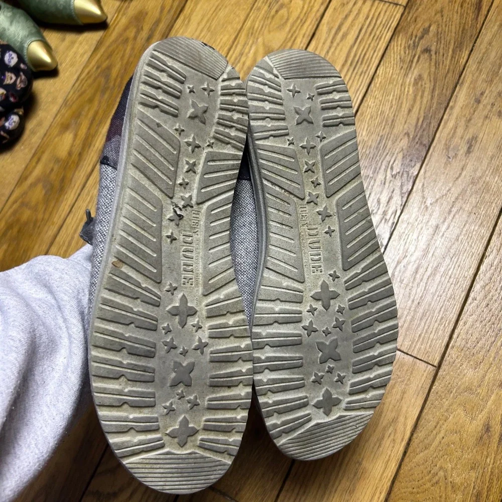 Hey Dude Wally Grey Marl Camo Heel Canvas Slip On Loafers Mens‎ Shoes